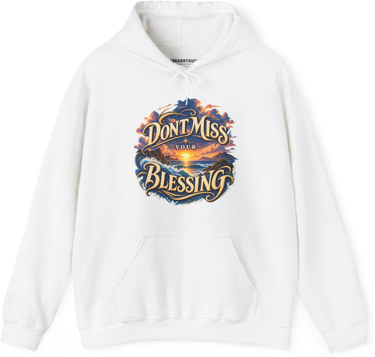 Blessing Alert - Pullover Hoodie in White, front view