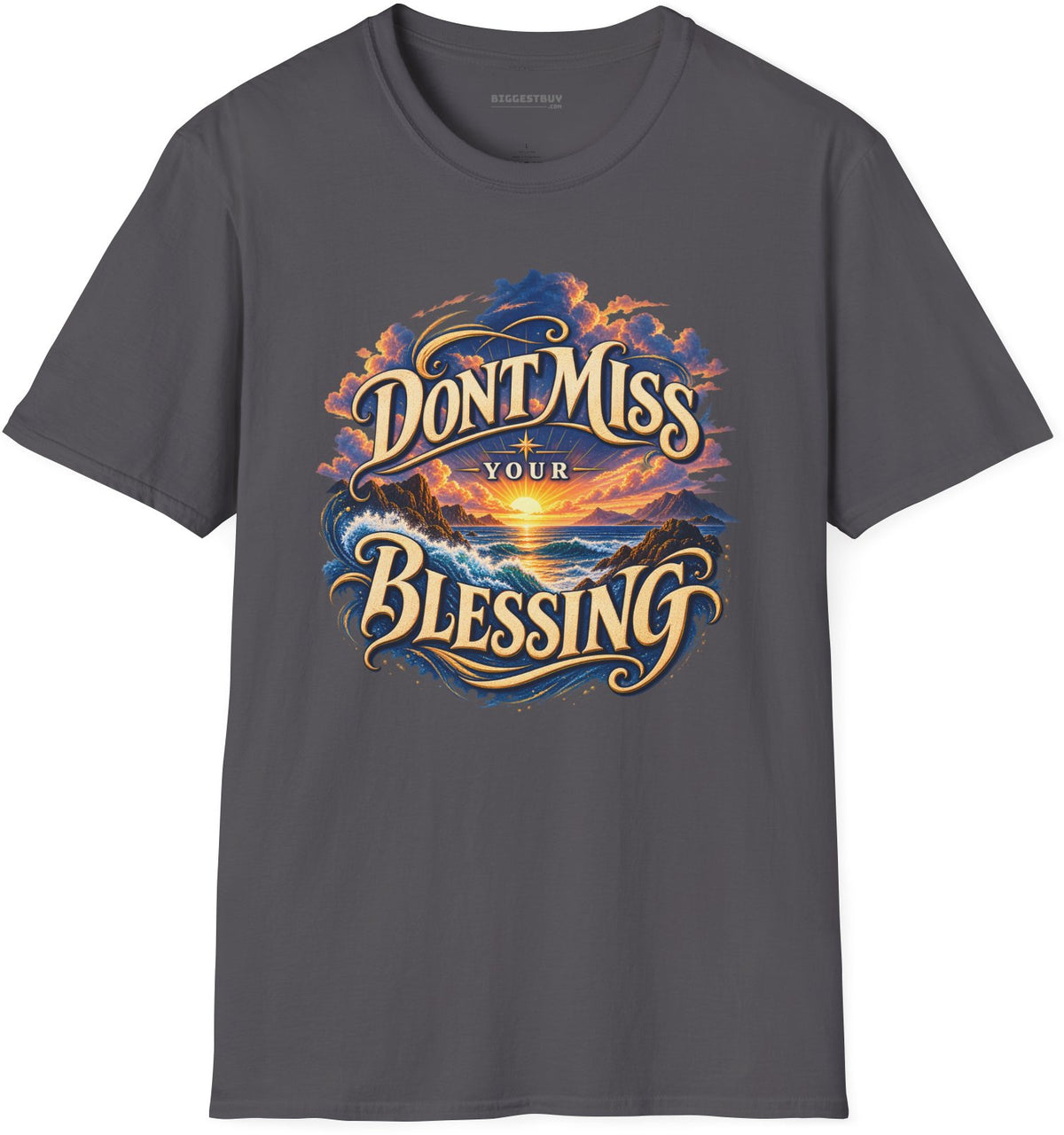 Blessing Alert - Softstyle T-Shirt in Charcoal, front view