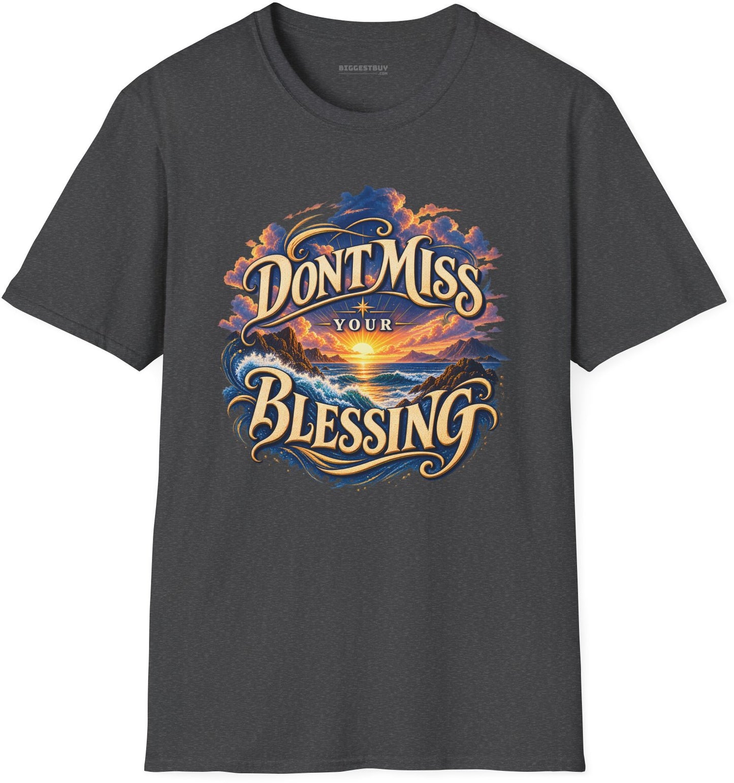 Blessing Alert - Softstyle T-Shirt in Dark Heather, front view