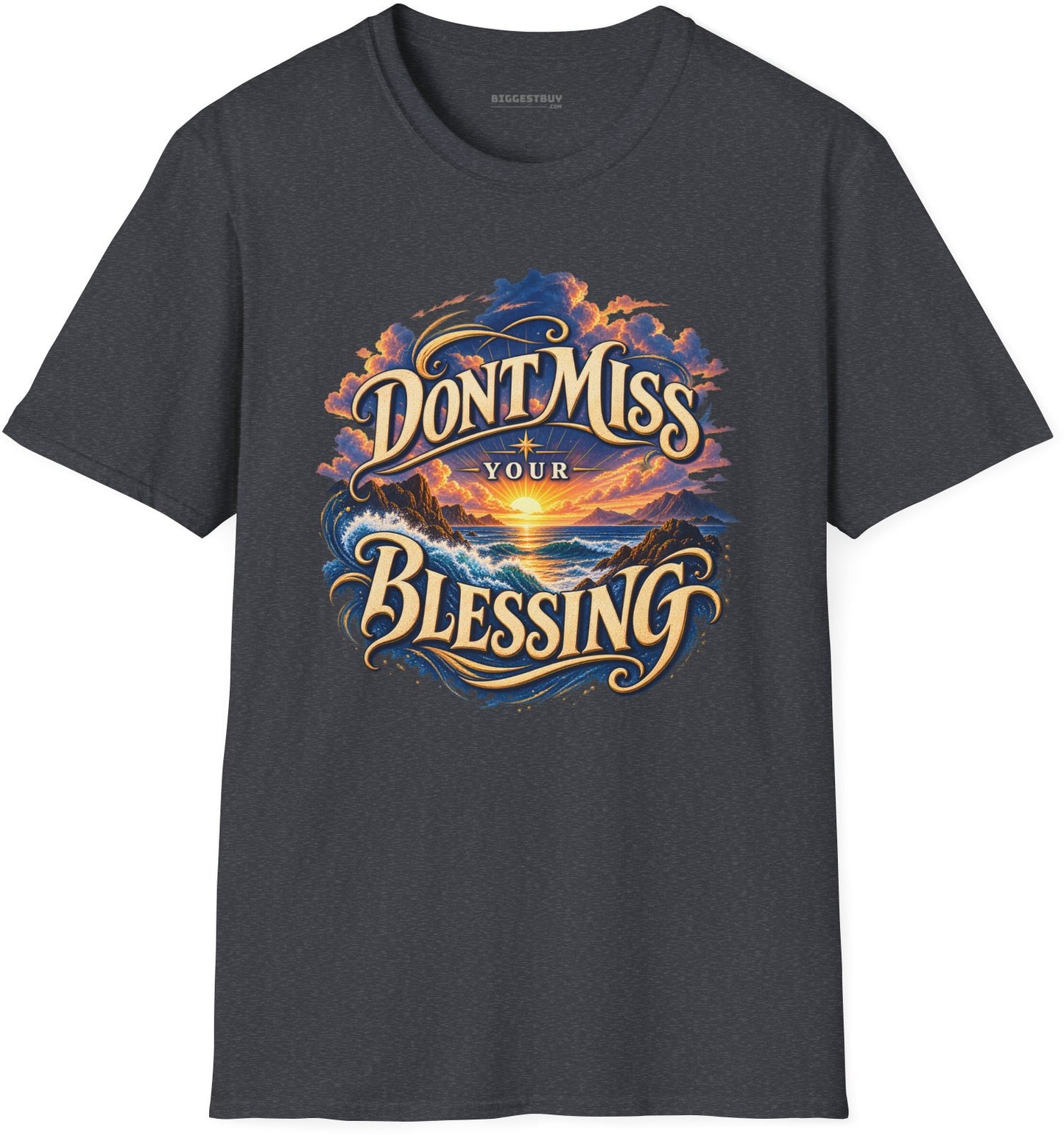 Blessing Alert - Softstyle T-Shirt in Dark Heather Grey, front view