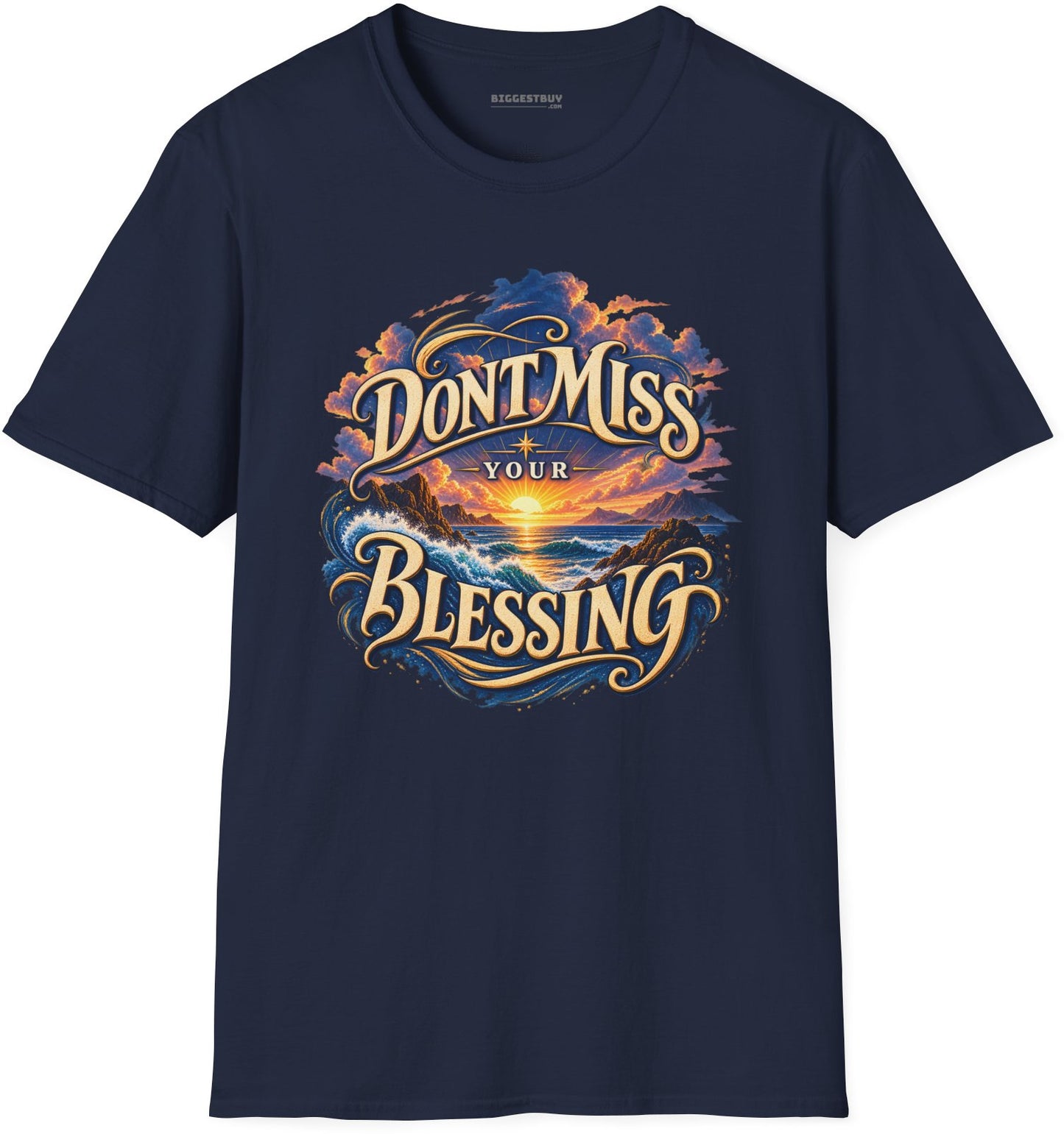 Blessing Alert - Softstyle T-Shirt in Navy, front view