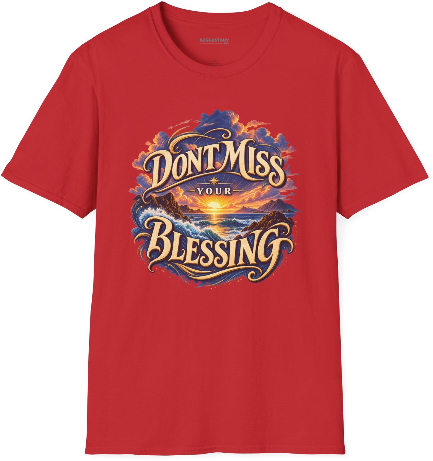 Blessing Alert - Softstyle T-Shirt in Red, front view