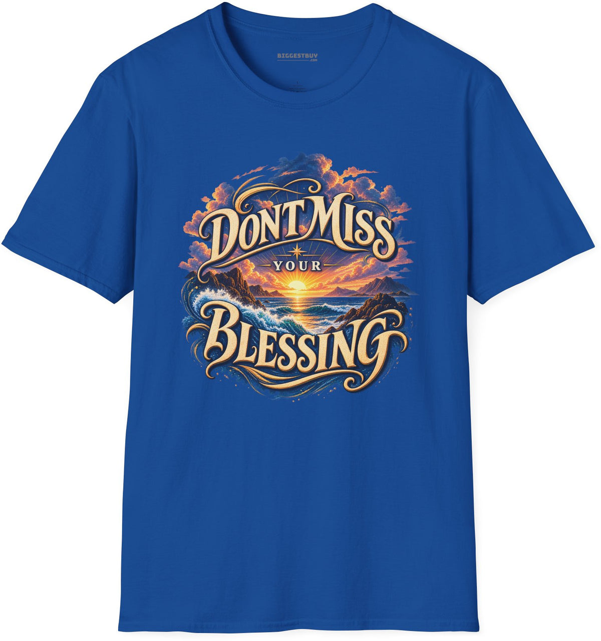 Blessing Alert - Softstyle T-Shirt in Royal, front view