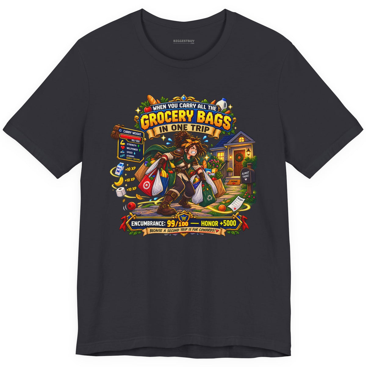 Buddy Bags - Classic Jersey Tee in Dark Grey, front view