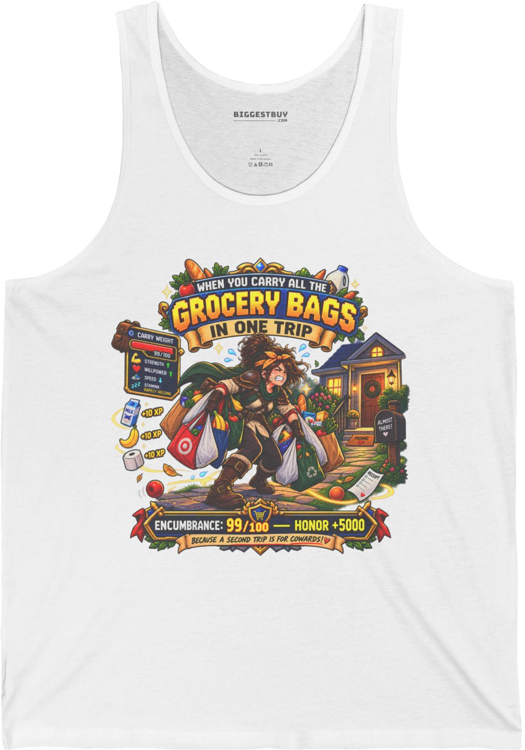 Buddy Bags - Jersey Tank Top in White, front view