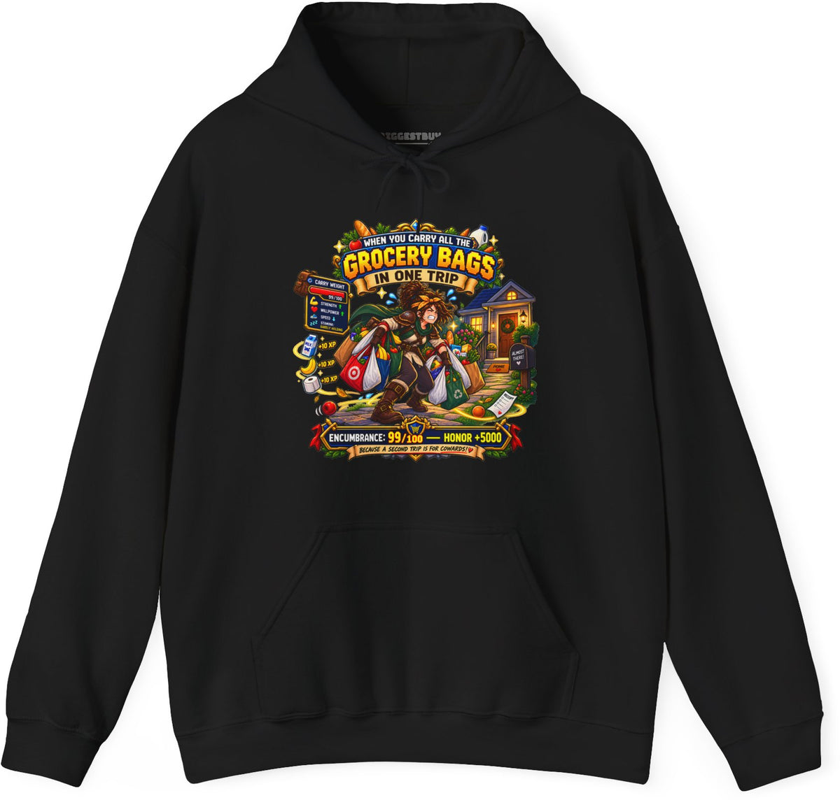 Buddy Bags - Pullover Hoodie in Black, front view