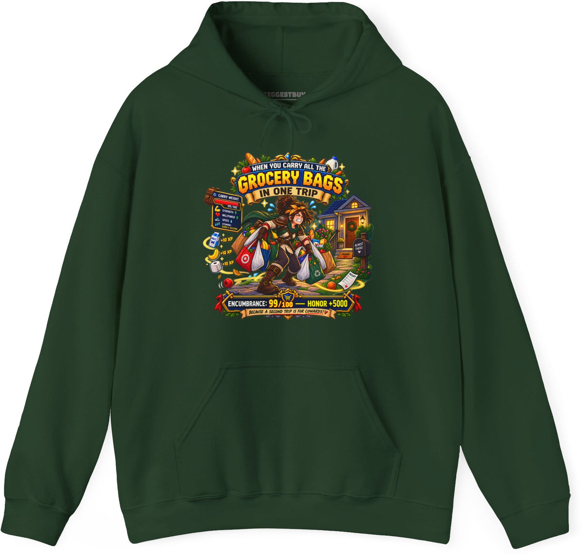 Buddy Bags - Pullover Hoodie in Forest Green, front view
