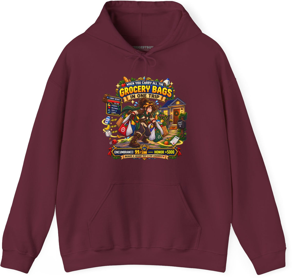 Buddy Bags - Pullover Hoodie in Maroon, front view