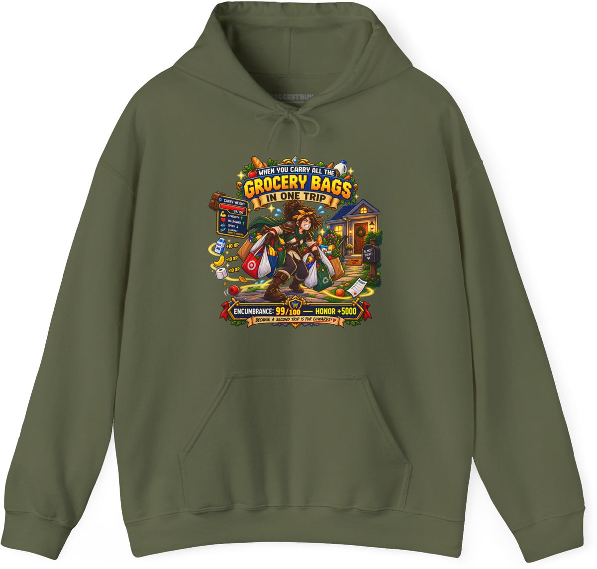 Buddy Bags - Pullover Hoodie in Military Green, front view