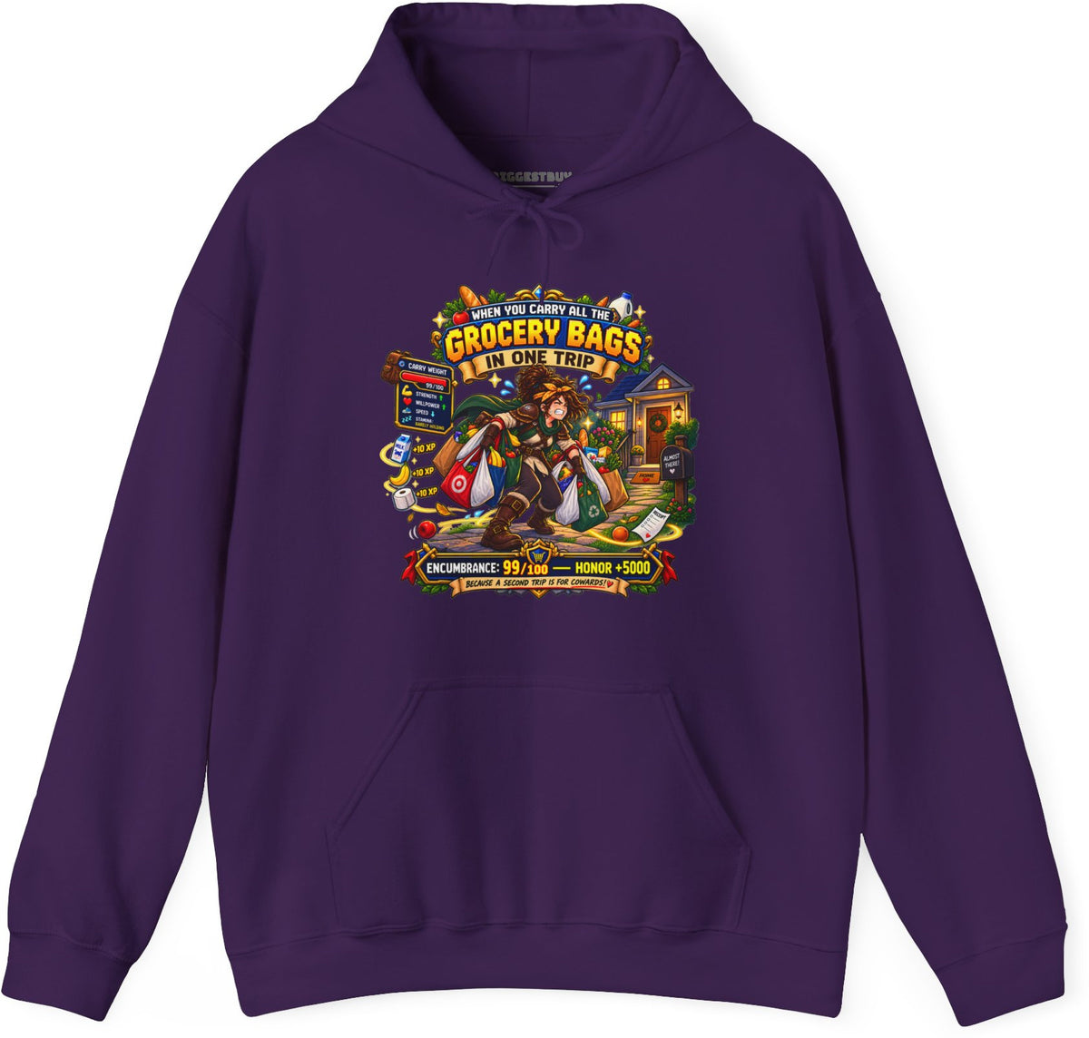 Buddy Bags - Pullover Hoodie in Purple, front view