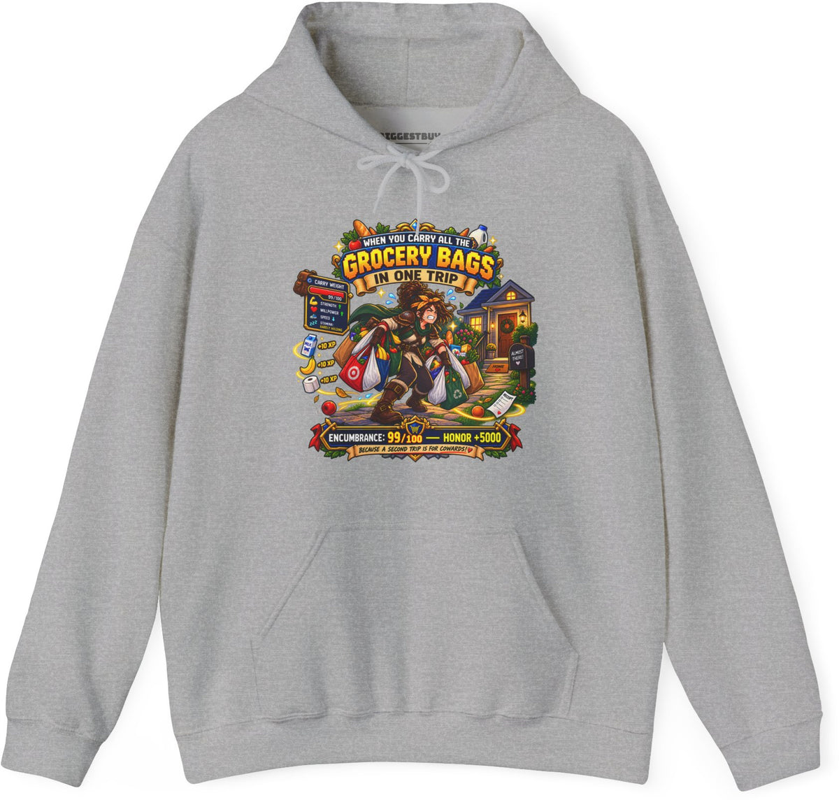 Buddy Bags - Pullover Hoodie in Sport Grey, front view