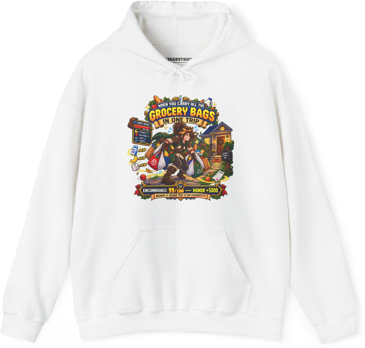 Buddy Bags - Pullover Hoodie in White, front view