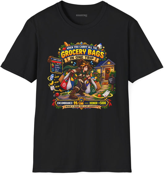 Buddy Bags - Softstyle T-Shirt in Black, front view