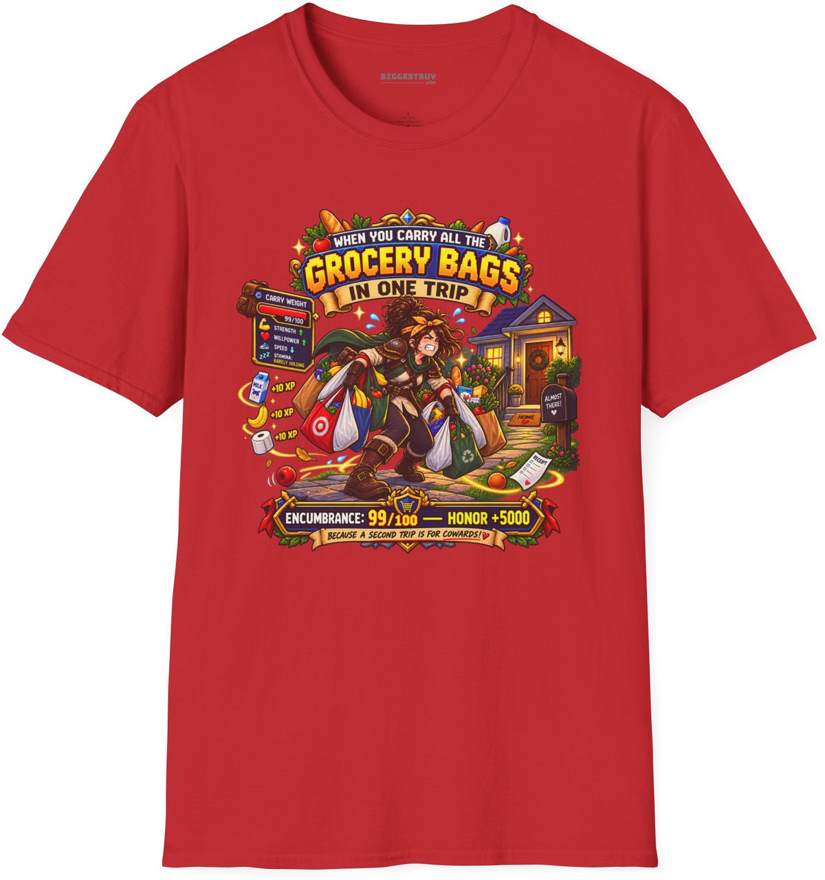 Buddy Bags - Softstyle T-Shirt in Red, front view