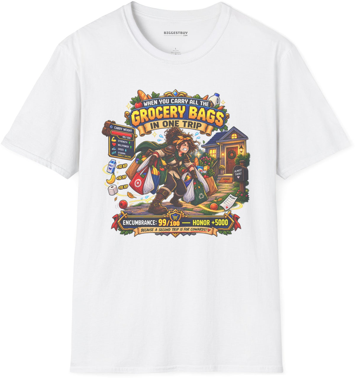 Buddy Bags - Softstyle T-Shirt in White, front view