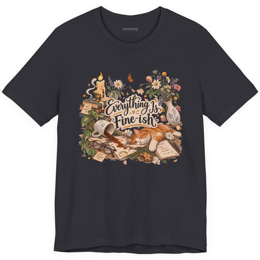 Cats Got - Classic Jersey Tee in Dark Grey, front view