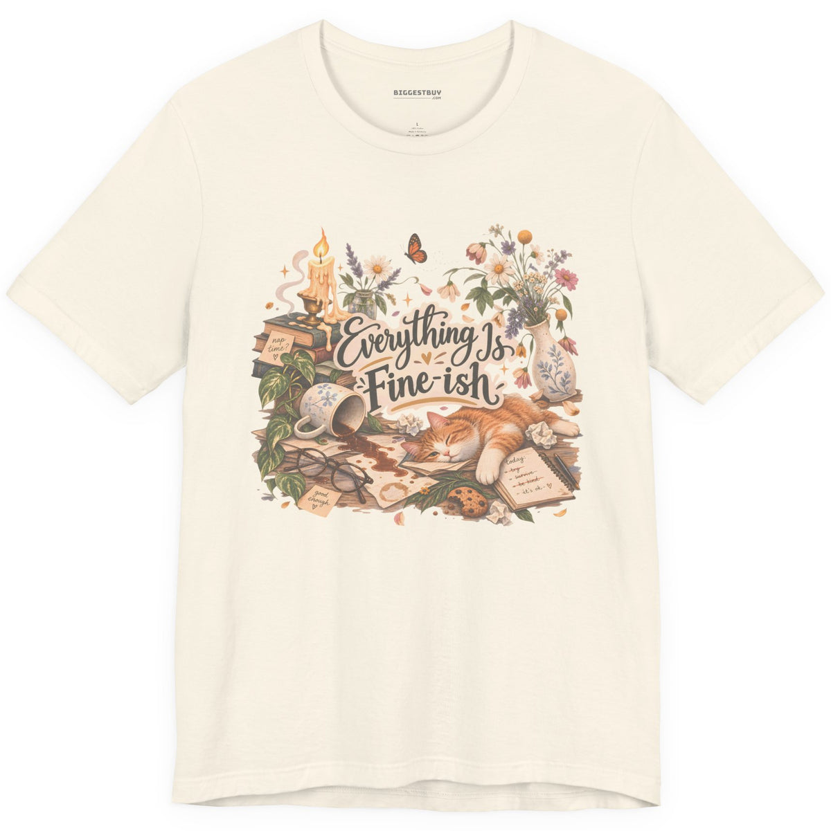 Cats Got - Classic Jersey Tee in Natural, front view