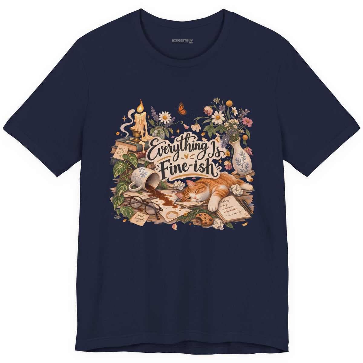 Cats Got - Classic Jersey Tee in Navy, front view