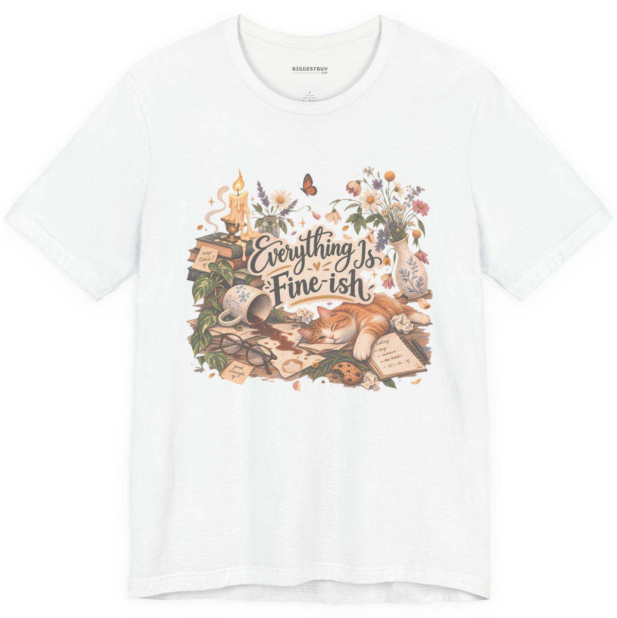 Cats Got - Classic Jersey Tee in White, front view