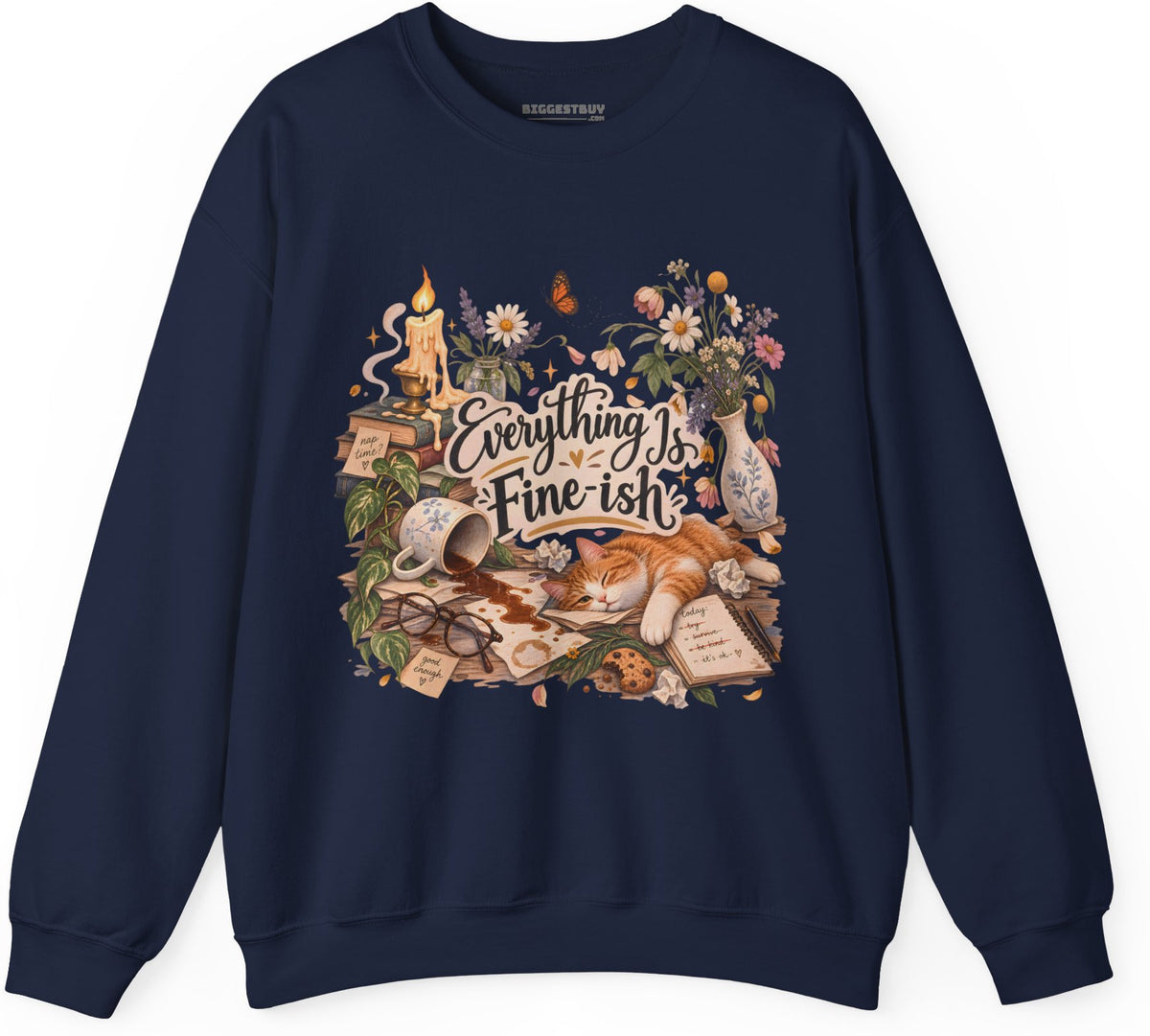 Cats Got - Crewneck Sweatshirt in Navy, front view