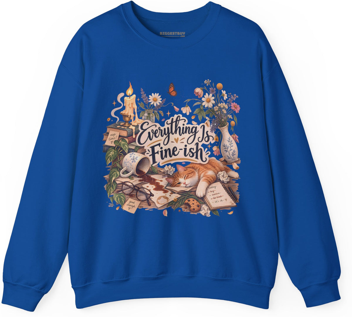 Cats Got - Crewneck Sweatshirt in Royal, front view