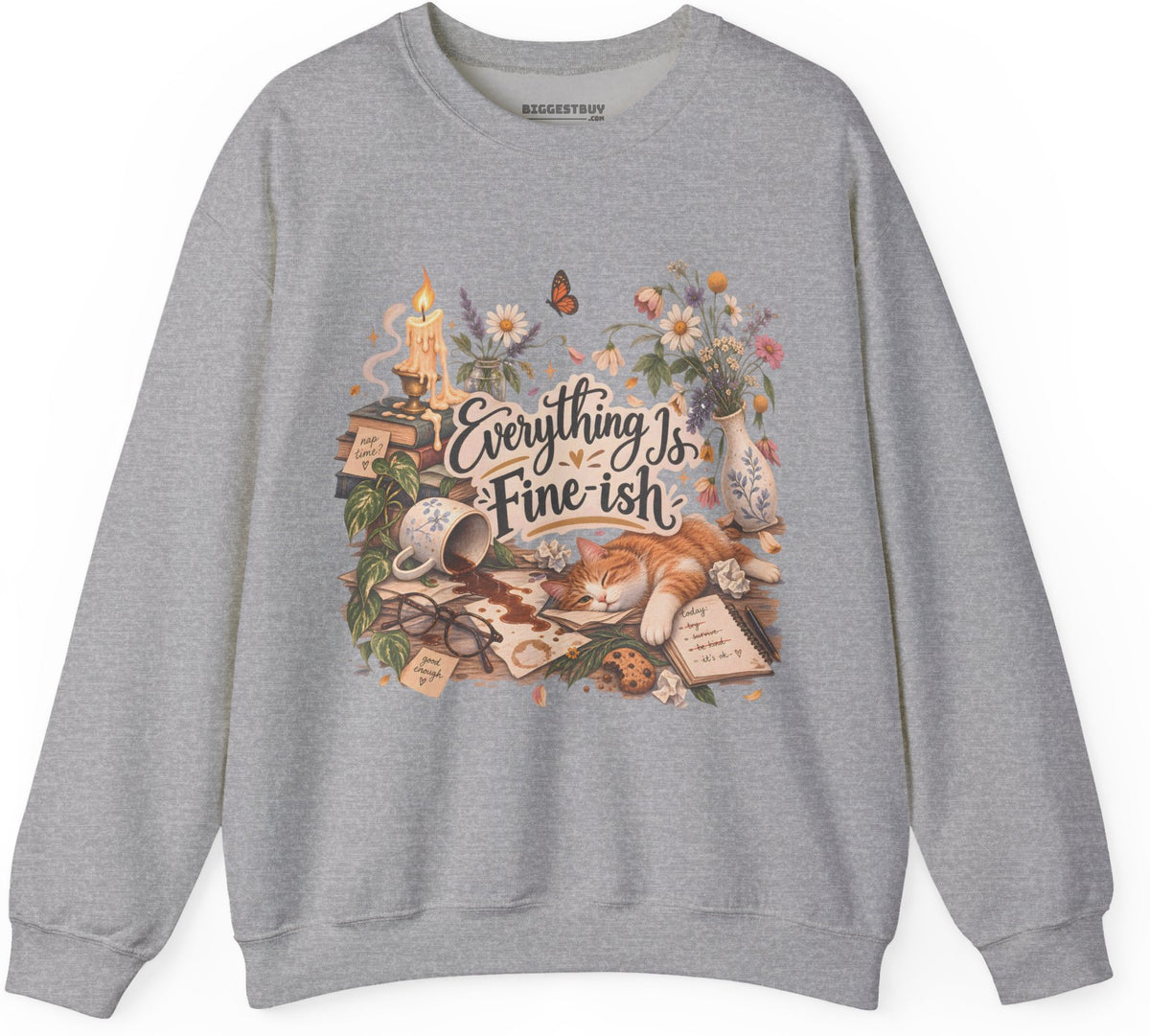 Cats Got - Crewneck Sweatshirt in Sport Grey, front view