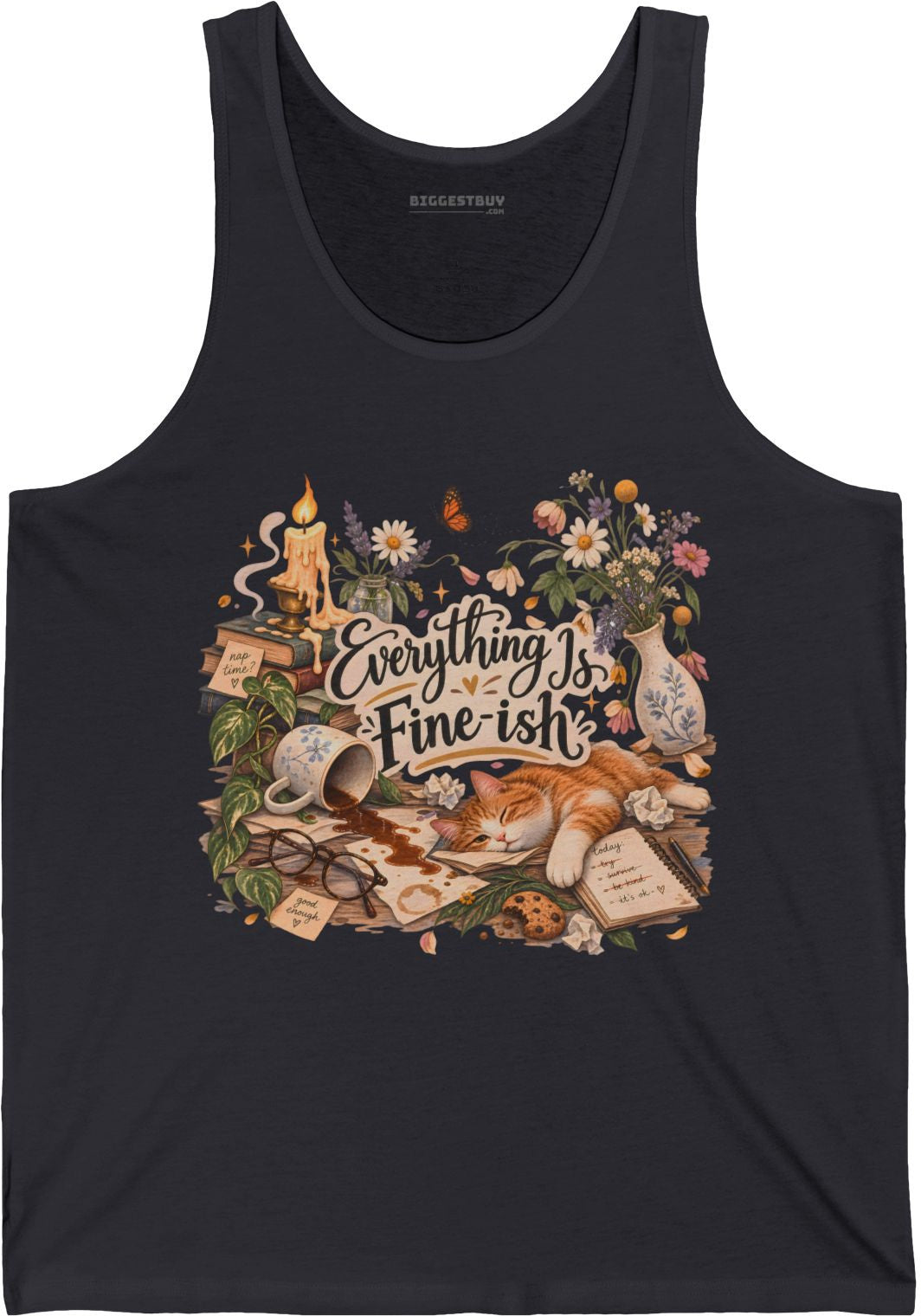 Cats Got - Jersey Tank Top in Dark Grey, front view