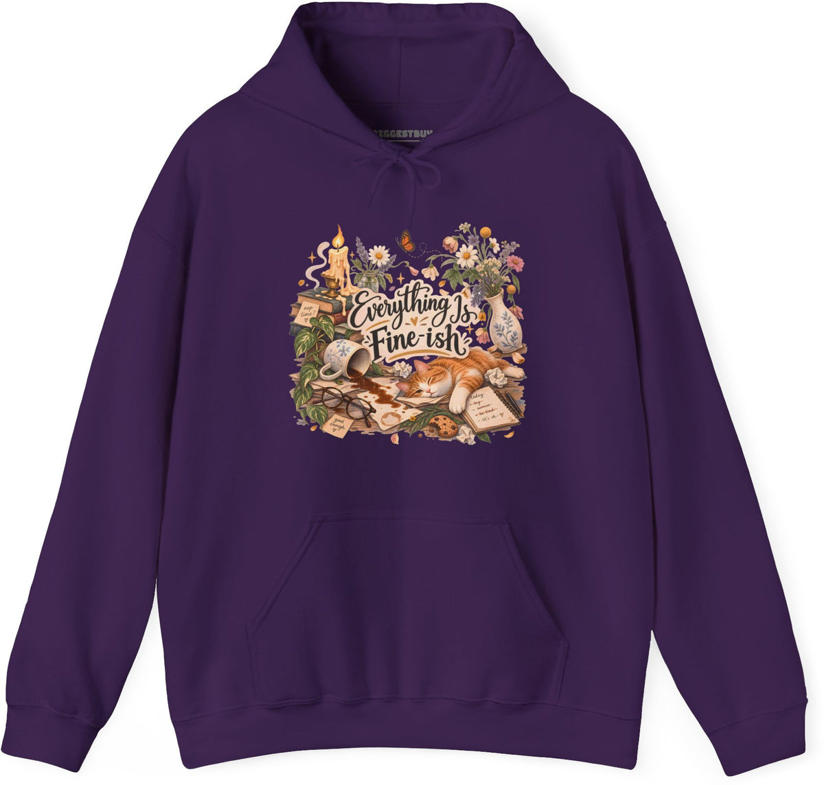 Cats Got - Pullover Hoodie in Purple, front view