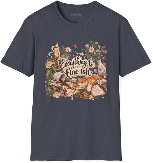 Cats Got - Softstyle T-Shirt in Heather Navy, front view