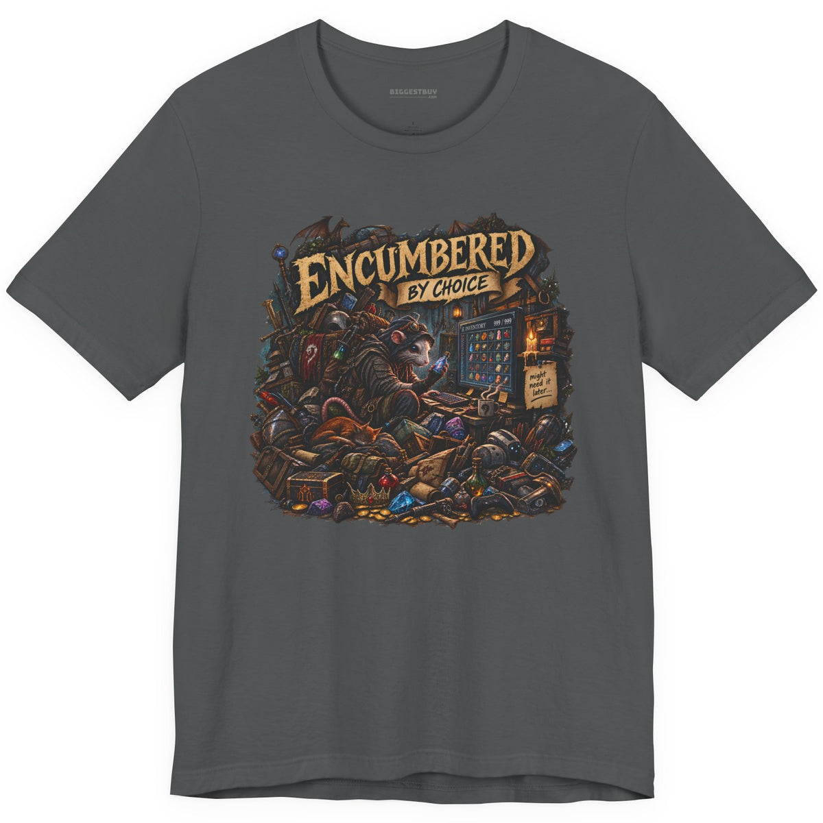 Choice Overload - Classic Jersey Tee in Asphalt, front view