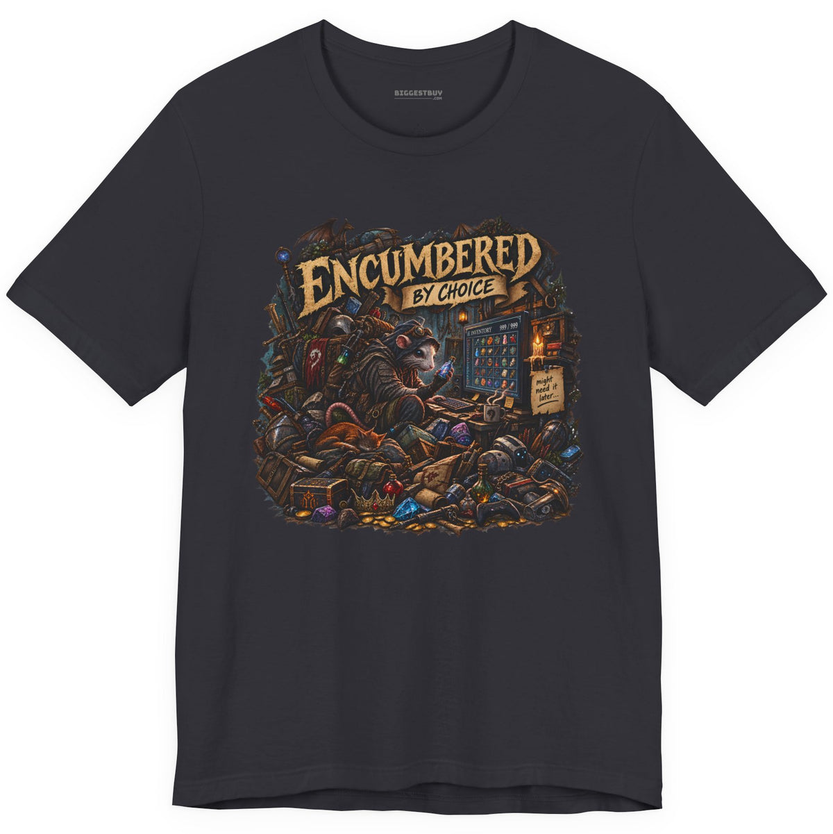 Choice Overload - Classic Jersey Tee in Dark Grey, front view