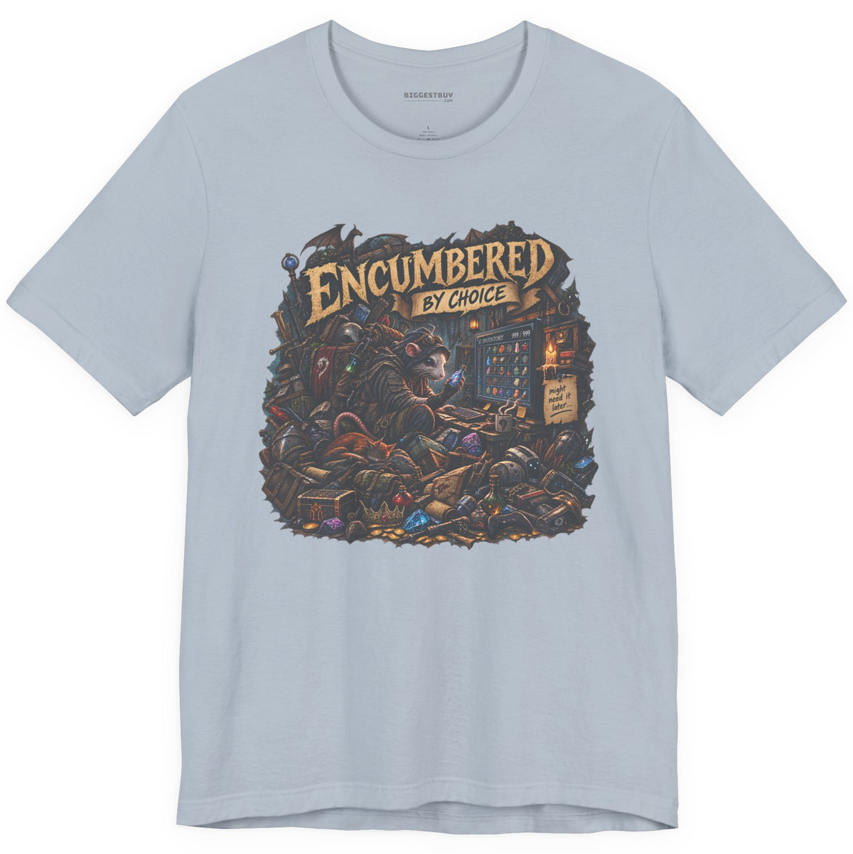 Choice Overload - Classic Jersey Tee in Light Blue, front view