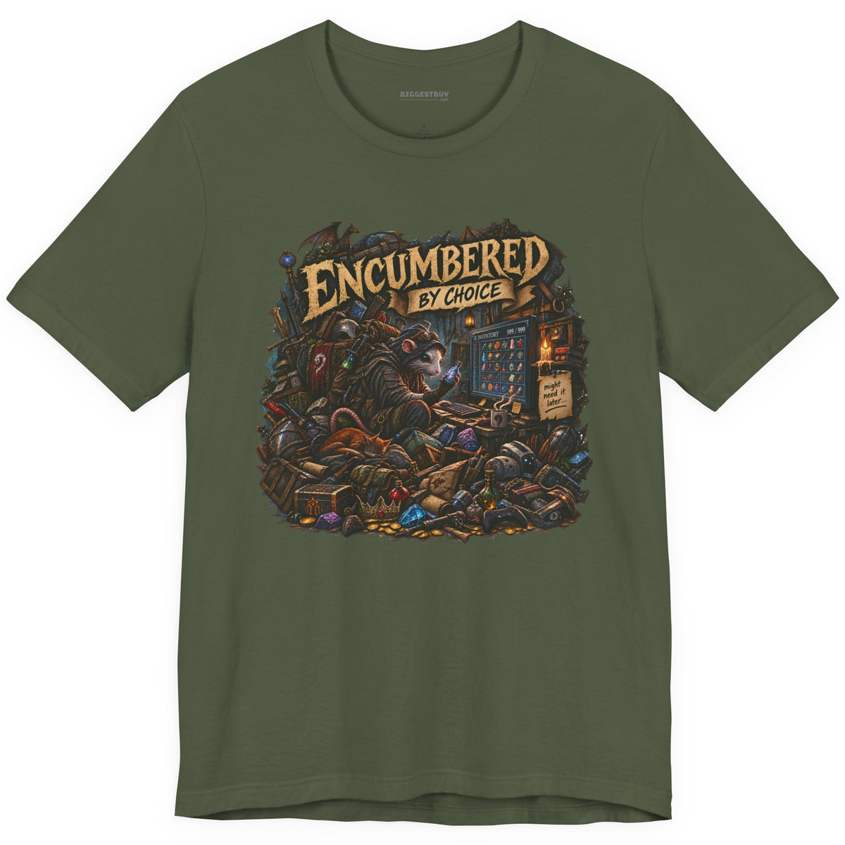 Choice Overload - Classic Jersey Tee in Military Green, front view
