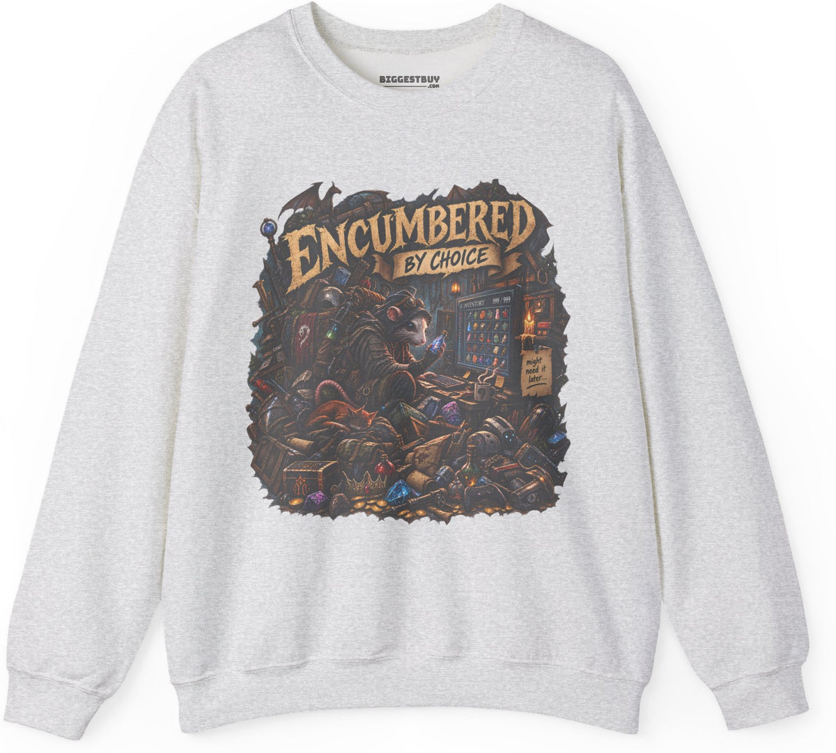 Choice Overload - Crewneck Sweatshirt in Ash, front view