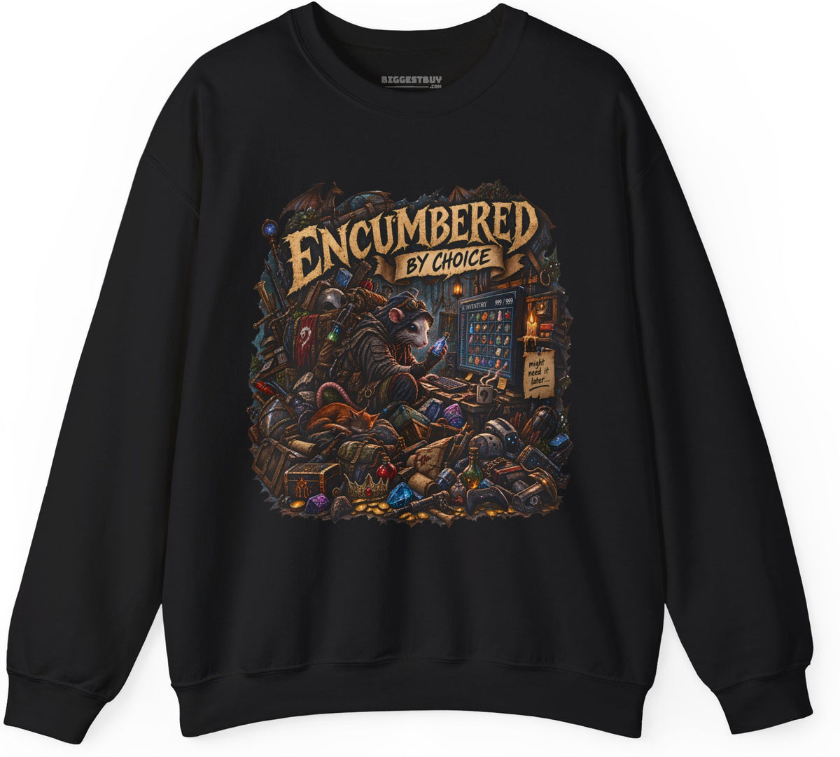 Choice Overload - Crewneck Sweatshirt in Black, front view
