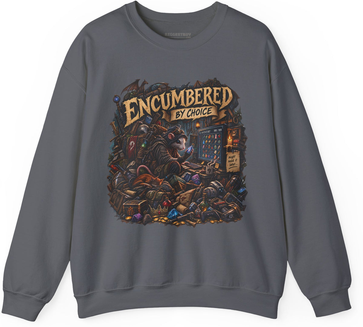 Choice Overload - Crewneck Sweatshirt in Charcoal, front view