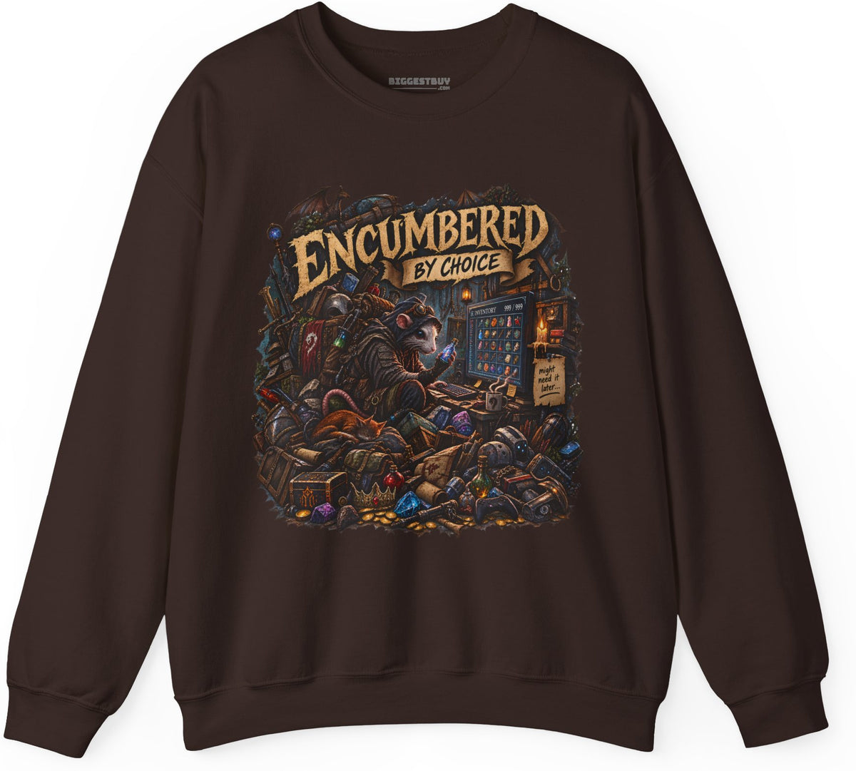 Choice Overload - Crewneck Sweatshirt in Dark Chocolate, front view