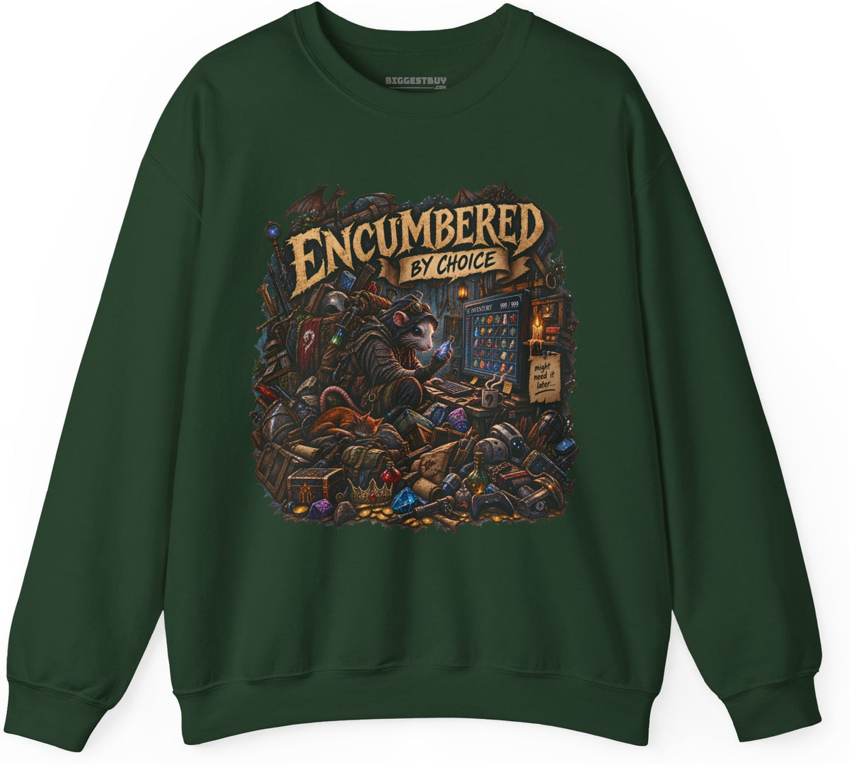 Choice Overload - Crewneck Sweatshirt in Forest Green, front view