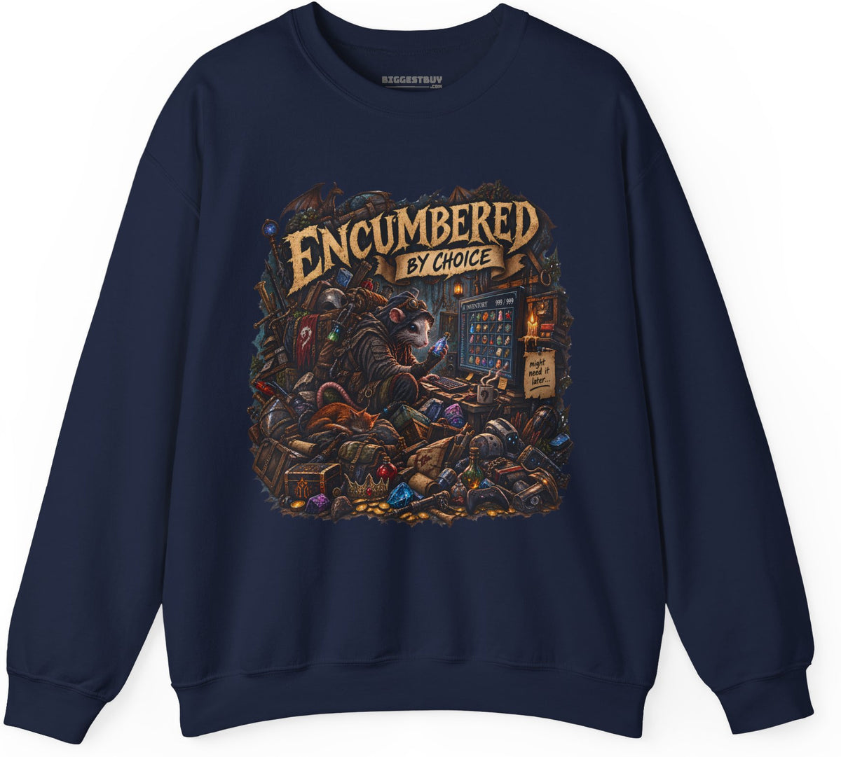 Choice Overload - Crewneck Sweatshirt in Navy, front view