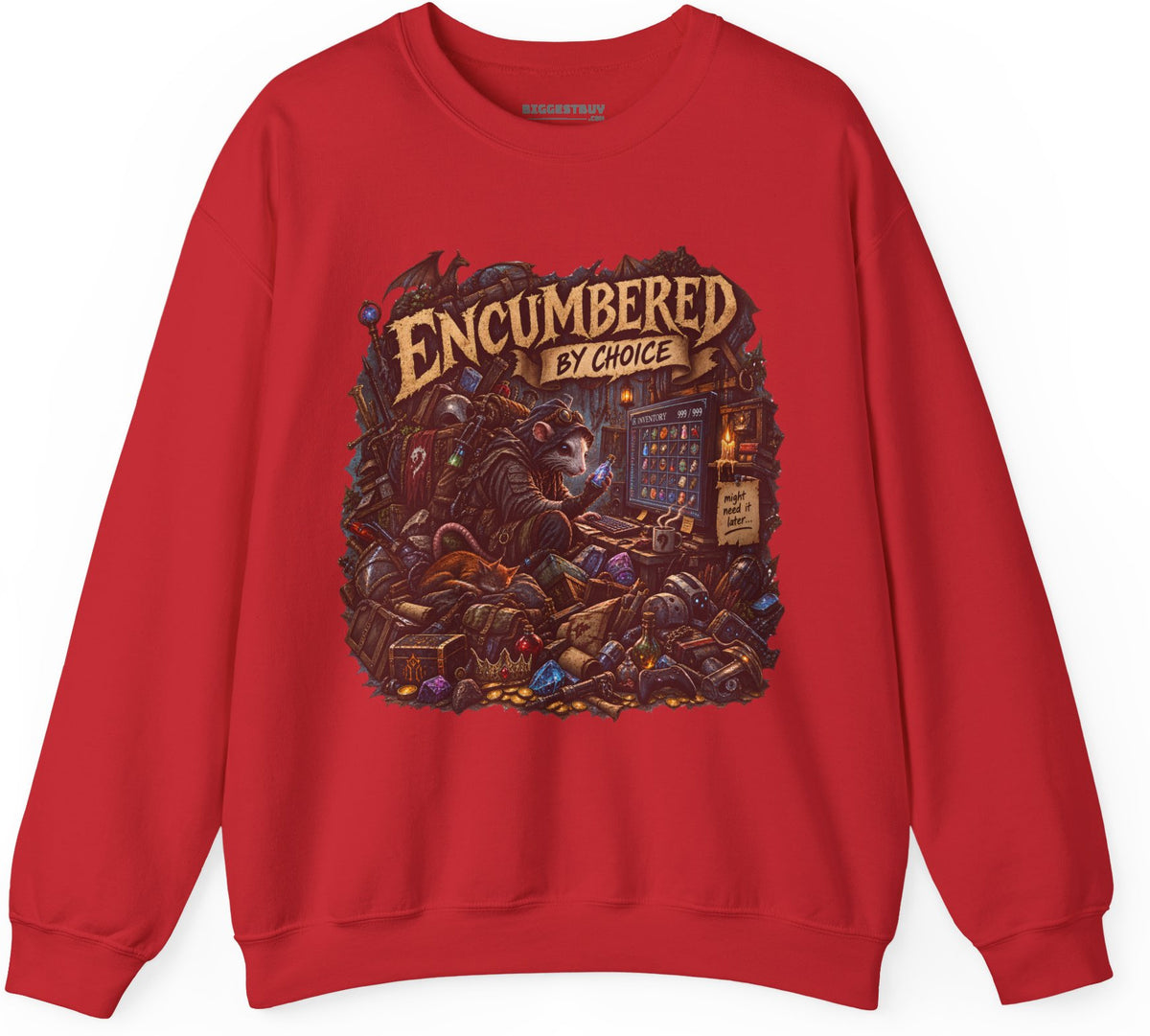 Choice Overload - Crewneck Sweatshirt in Red, front view