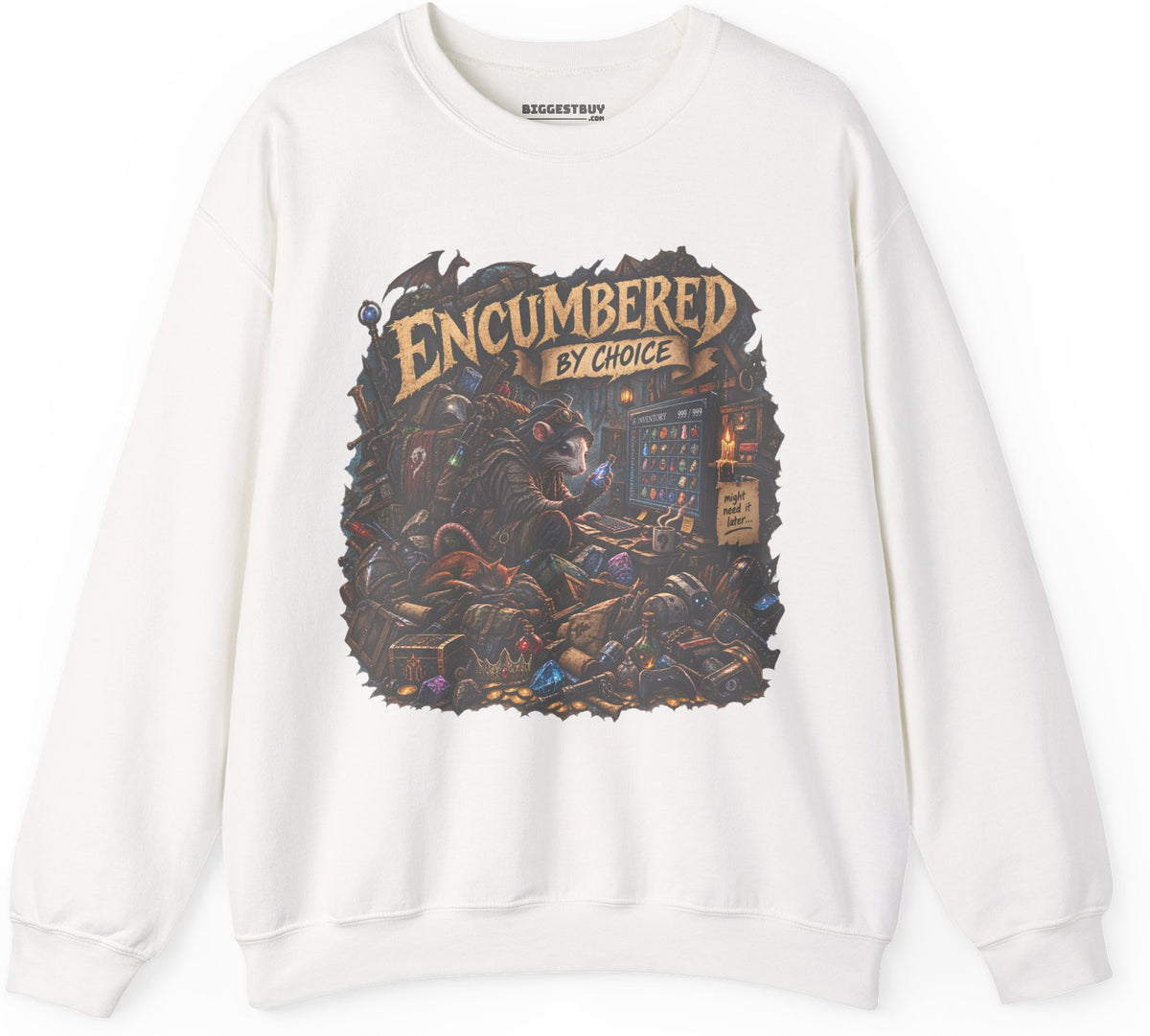 Choice Overload - Crewneck Sweatshirt in White, front view