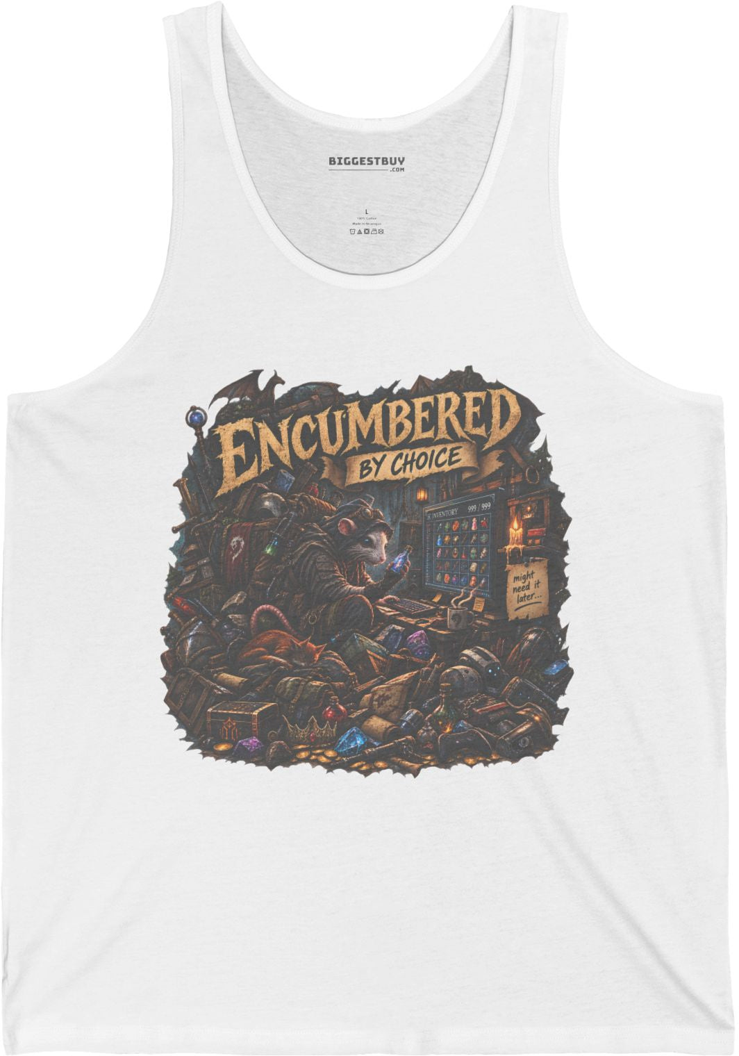 Choice Overload - Jersey Tank Top in White, front view