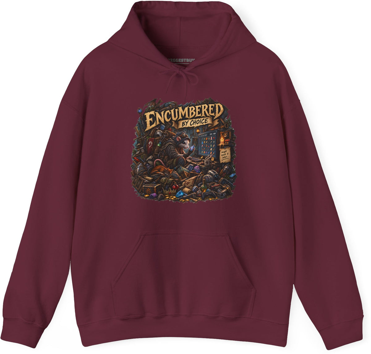 Choice Overload - Pullover Hoodie in Maroon, front view
