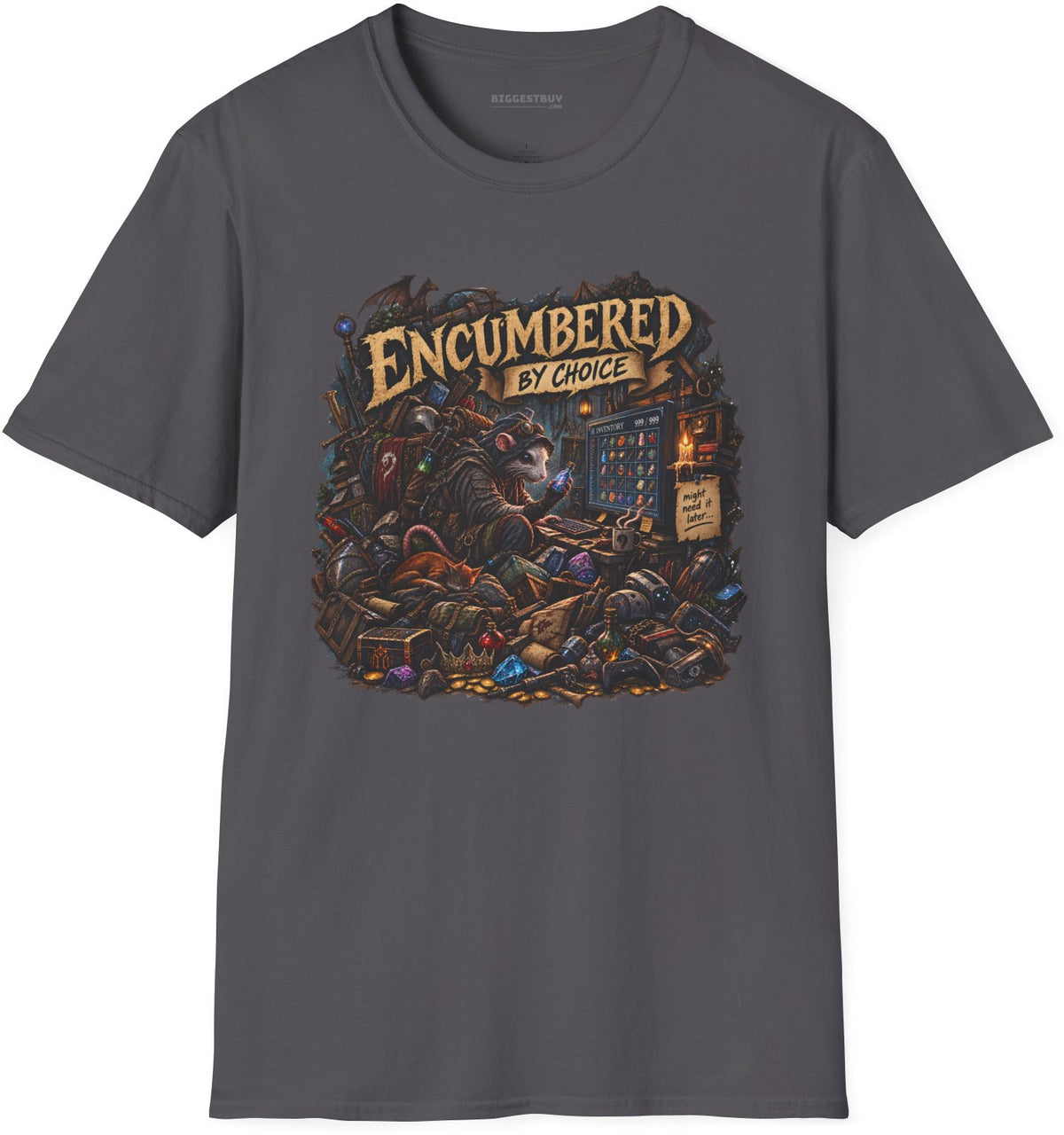 Choice Overload - Softstyle T-Shirt in Charcoal, front view