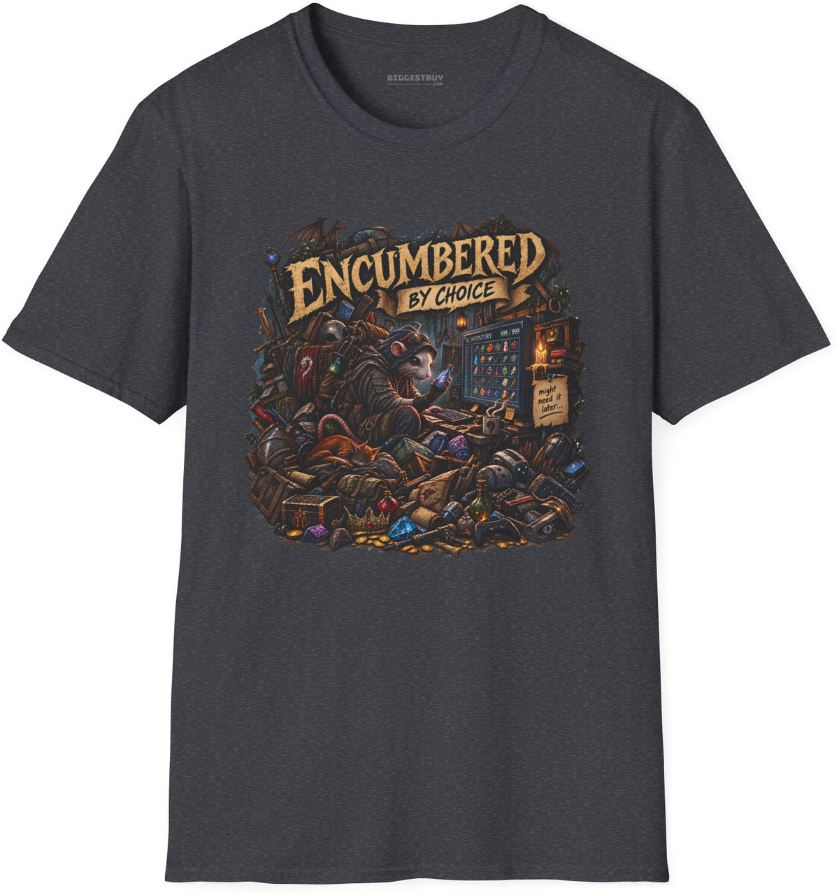 Choice Overload - Softstyle T-Shirt in Dark Heather Grey, front view