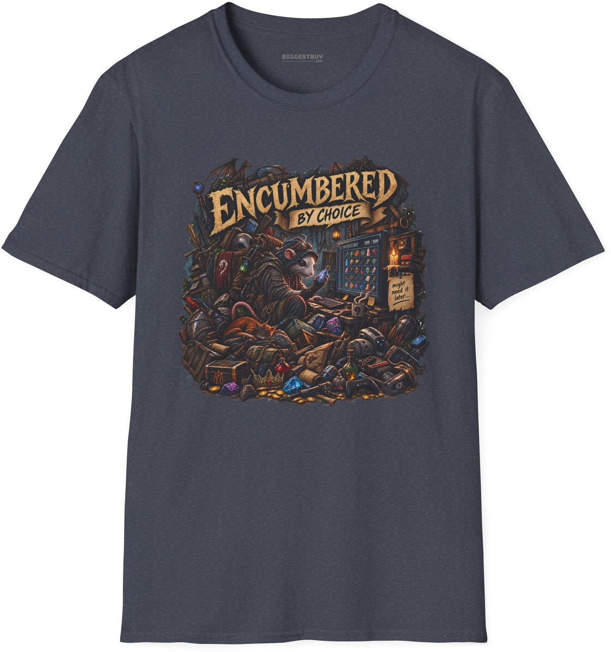 Choice Overload - Softstyle T-Shirt in Heather Navy, front view