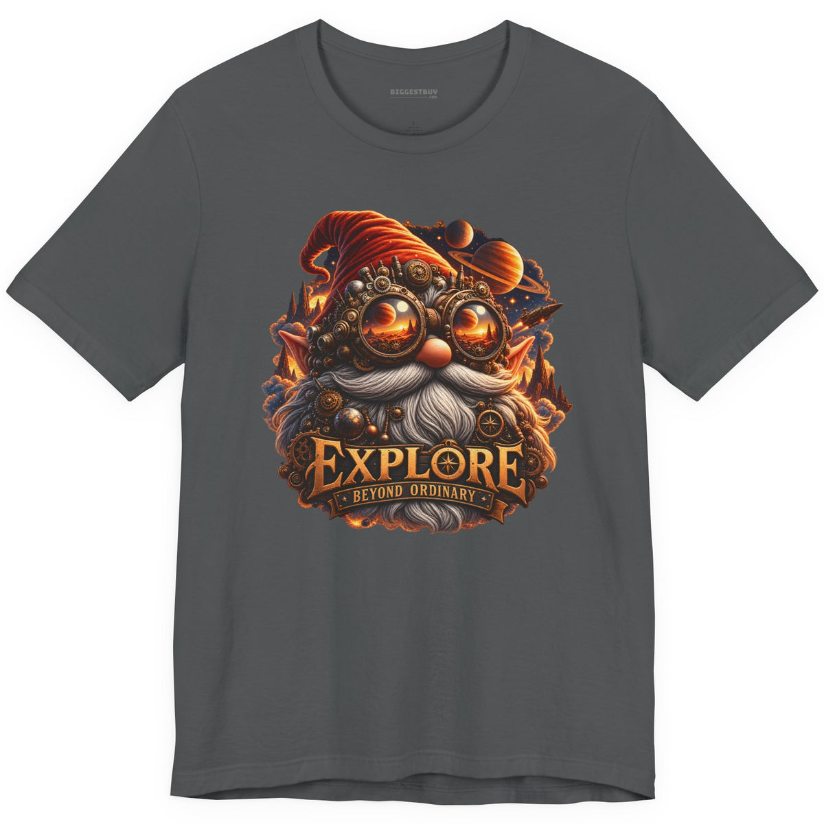 Clockwork Explorer - Classic Jersey Tee in Asphalt, front view
