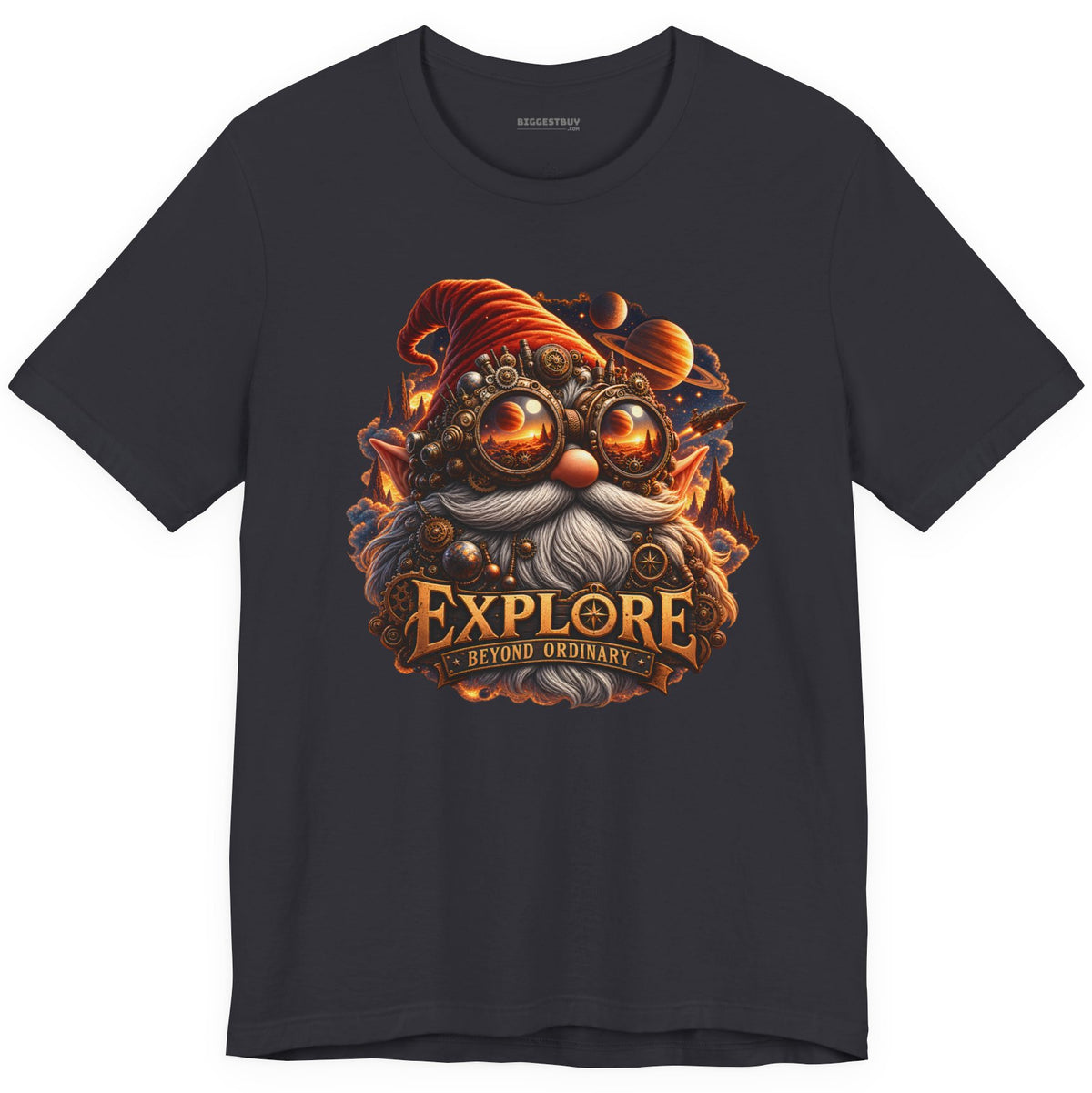 Clockwork Explorer - Classic Jersey Tee in Dark Grey, front view