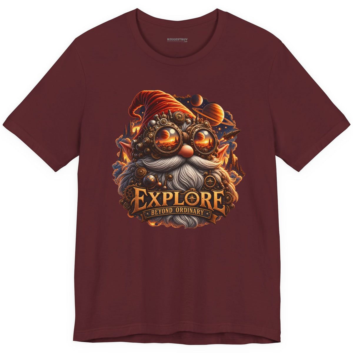 Clockwork Explorer - Classic Jersey Tee in Maroon, front view
