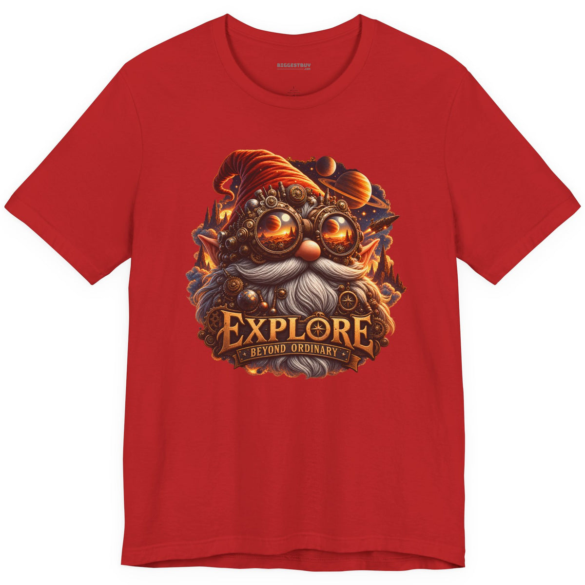 Clockwork Explorer - Classic Jersey Tee in Red, front view